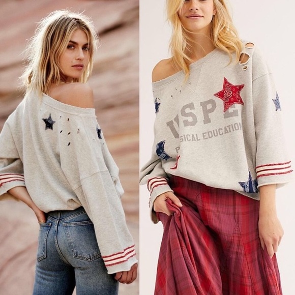 Free People Tops - NWOT Free People Old Glory Pullover, Grey Sz. XS